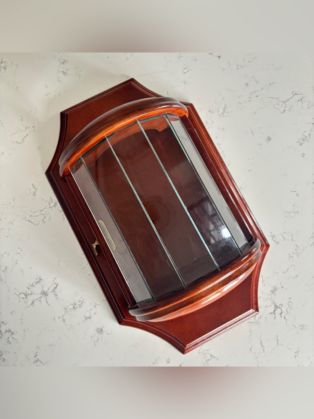 Vintage Bombay Company Wood and Glass Wall Hanging Curio Display Shelf